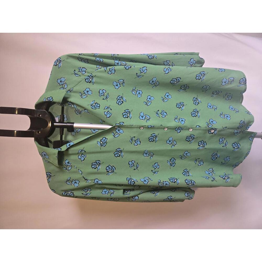 Cabi Women's Green Floral Button-Up Blouse Size Small